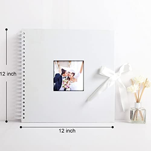 Vienrose Scrapbook Photo Album with Corner Stickers 12x12 inches DIY with Cover Photo Pocket 80 Pages Silk Ribbon Hardcover Album for Guest Book Wedding Baby Shower Christmas White - Image 5
