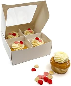 24-Ct White Treat Boxes, 6x6x2.4in, Window & Dividers - Image 2