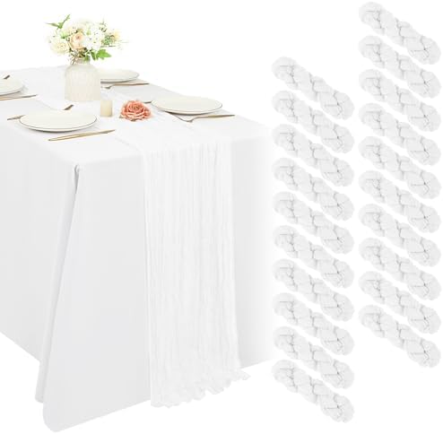 20 Pack Cheesecloth Table Runner 17 x 108 Inch, White by REWOMC