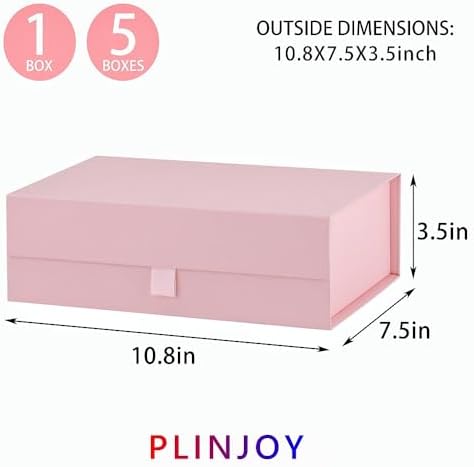 5 Pcs Pink Gift Box for Presents 10.8x7.5x3.5 Inches Magnetic Gift Boxes with Lid Luxury Gift Box for Rectangle Collapsible for Bridesmaid, Wedding, Birthday Gift Packging - Image 4