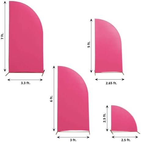 Efavormart Set of 4 Fuchsia Spandex Half Moon Arch Covers, Custom Fit Chiara Backdrop Slipcovers 2.5ft-7ft for Bold Barbie-Core Parties and Branding Activations - Image 3