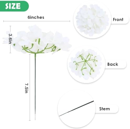 AVIVIHO 65pcs White Flowers Hydrangea Artificial Flowers Bulk Ivory White Fake Flowers Faux Hydrangea Silk Flowers with Stems Perfect for Weddings Centerpieces Wreath Home Garden Party Decoration - Image 4