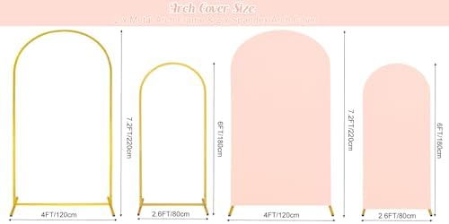 7.2FT, 6FT Wedding Arch Stand and Matching Light Pink Spandex Fitted Arch Backdrop Cover Set, Round Top Chiara Backdrop Stands and Covers for Birthday Party Baby Shower Banquet Decor (Light Pink) - Image 2