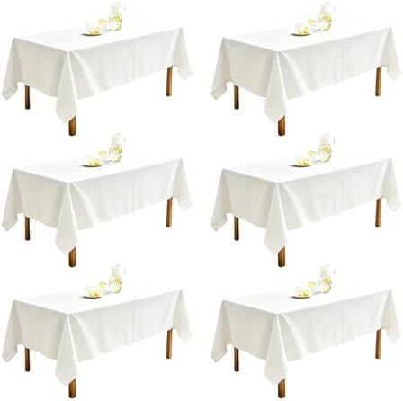 WIGENIUS 6 Pack White Table Cloth Rectangle 70X120 Inch Tablecloth Fit 8FT by WIGENIUS