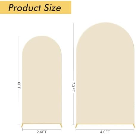 Gawicpy Wedding Arch Backdrop Stand Set Metal Arch Backdrop Stand with Wedding Arch Cover, Wedding Balloon Arch Backdrop Stand for Birthday, Baby Shower, Anniversary (Beige, 5.9FT+7.2FT) - Image 2