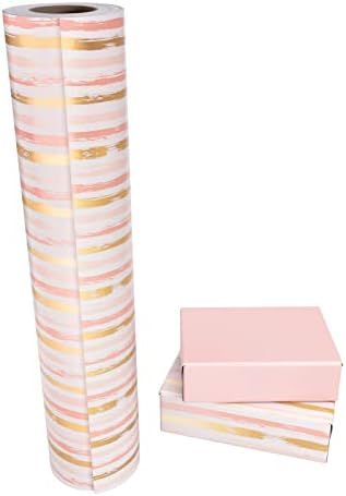 WRAPAHOLIC 30 Inch Reversible Wrapping Paper Roll - 30 Inch X 100 Feet Jumbo Roll Pink and Gold Lines Print for Birthday, Holiday, Wedding, Baby Shower and More Occasions - Image 2