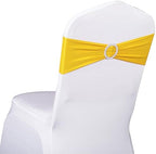Spandex Yellow Chair Sashes 100 Pack Wedding Chair Bows Bands Silver Buckle - Image 2