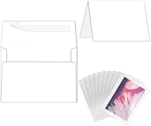 100 Pack Goefun Blank White Cards and Envelopes 5x7 with Clear Cello Bags by Goefun