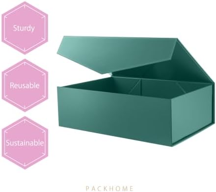 PACKHOME 6 Large Dark Green Gift Boxes 13.5x9x4.1in with Magnetic Lids - Image 4