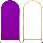 Metal Arch Stand and Cover Set,1 Purple Spandex Fitted Backdrop with 1 Gold Wedding Arched Stand Frame for Parties Birthday Baby Shower Bridal Banquet Decoration (6FT) by HAISIWLKJ
