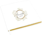 Andaz Press Personalized Wedding Guestbook with Gold Accents, Gold Glitter Line Blooms White Guest Sign in Guest Registry 120 Pages 8.5 X 8.5 Memories Book for DIY, Scrapbook, Photo Album by AndazPress