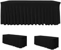 Rectangle Spandex Tablecloth Fitted Stretch Table Skirts 2 Pcs 8ft Black by HolidayIdeas