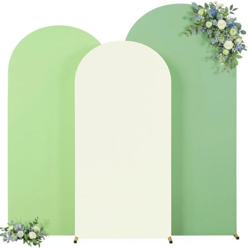 Green Arch Backdrop Cover 3 Set-7.2FT, 6.6FT, 6FT Green Arch Covers Spandex Fitted Wedding Arch Stand Covers for Baby Shower Birthday Party Ceremony Photo Balloon Arch Stand Background Decorations by Suppromo