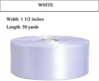 YASEO 1 1/2 Inch White Solid Satin Ribbon for Gift Wrapping, 50 Yards (Pack of 3) - Image 2
