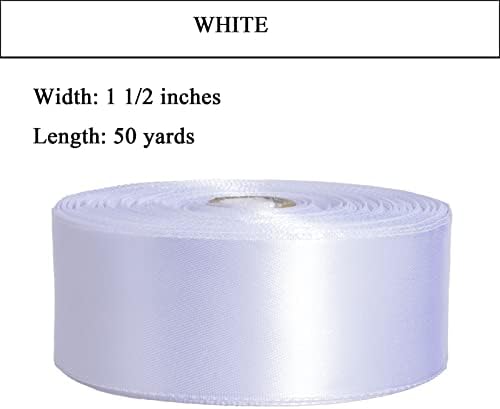 YASEO 1 1/2 Inch White Solid Satin Ribbon for Gift Wrapping, 50 Yards (Pack of 3) - Image 2