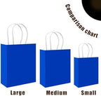 qiqee 100PCS Gift Bag with Handles Bulk Diamond Blue Paper Bags Assorted Sizes(33pcs Large 13",33pcs Medium 11",34pcs Small 8") - Image 4
