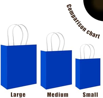 qiqee 100PCS Gift Bag with Handles Bulk Diamond Blue Paper Bags Assorted Sizes(33pcs Large 13",33pcs Medium 11",34pcs Small 8") - Image 4