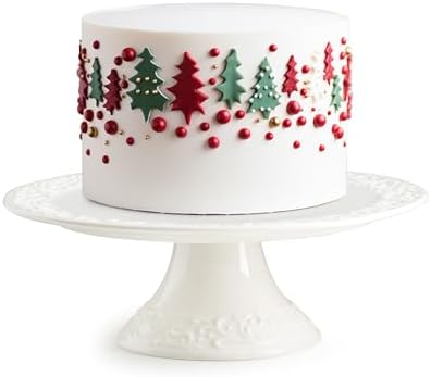Gomakren 8.15 Inch White Cake Stand for Party, Wedding, Floral Emboss Decor by Gomakren