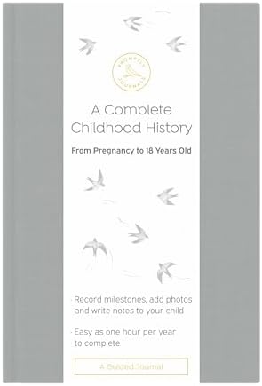 Promptly Journals, A Complete Childhood History: From Pregnancy to 18 Years Old (Grey, Linen) | Baby Book and Pregnancy Journal | Baby Memory Book by PromptlyJournals