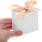 Mini White Favor Box 50 Sets Paper with Ribbon Xmas for Baby Shower Gifts - Image 4