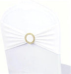 White Chair Sashes 50 Pack with Gold Buckle Slider, Spandex Sashes for Folding Chairs Wedding Party Banquet Decor - Image 3