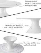 Kanwone 12-Inch Porcelain Round Cake Stand, Cake Plate, Dessert Stand, Cake Stand for Party, Home Decorating Stand, White - Image 3