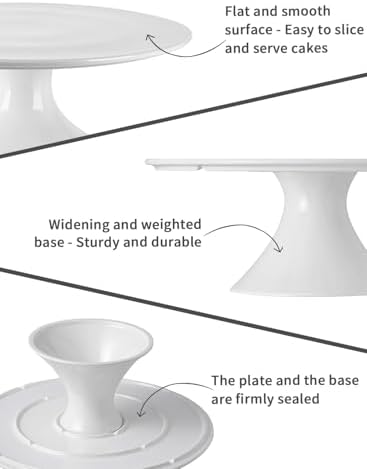 Kanwone 12-Inch Porcelain Round Cake Stand, Cake Plate, Dessert Stand, Cake Stand for Party, Home Decorating Stand, White - Image 3