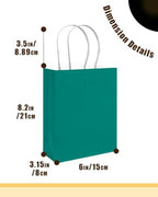 qiqee 100Pcs Paper Gift Bag with Handles Deep Green Party Favor Bags Multiple Uses (8.3"x3"x6", Small Size) - Image 6