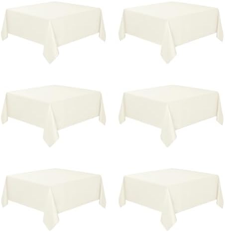Fitable 6 Pack Ivory Square Tablecloths 70x70 Inch for 2-4 Ft Tables by Fitable