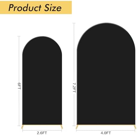 Gawicpy Wedding Arch Backdrop Stand Set Metal Arch Backdrop Stand with Wedding Arch Cover, Wedding Balloon Arch Backdrop Stand for Birthday, Baby Shower, Anniversary (Black, 5.9FT+7.2FT) - Image 2