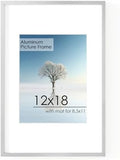 12x18 Metal Picture Frame for Wall With Mat for 8.5x11, 12''x18'' Aluminum Photo Frames With Tempered Glass for Home Decor, Minimalist Modern Poster Frame Horizontal And Vertical Formats, Silver by FLYJOE