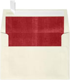 LUXPaper A4 Foil Lined Invitation Envelopes | Peel & Press | 4 1/4" x 6 1/4" | Natural w/Red LUX Lining | 70lb. Text | 500 Qty by LUXPaper
