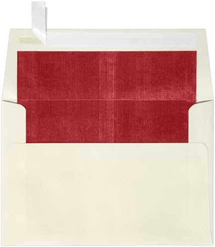 LUXPaper A4 Foil Lined Invitation Envelopes | Peel & Press | 4 1/4" x 6 1/4" | Natural w/Red LUX Lining | 70lb. Text | 500 Qty by LUXPaper
