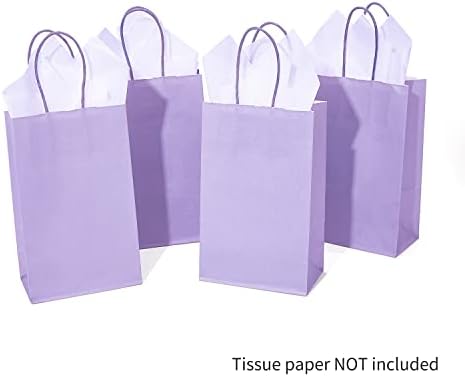 DjinnGlory 100 Pack Small Lavender Purple Paper Gift Bags with Handles Bulk 9''x5.5''x3.15'' for Birthday Wedding Baby Shower Parties Goodies, Purple Business Shopping Bags - Image 7