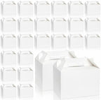 ZOOFOX 50 Pack White Gable Boxes 9x6x6 Inches, Large Greaseproof Cardboard Treat Boxes with Handles, Party Favor Boxes for Baby Shower, Food, Birthdays, Barn Style Lunch Boxes by zoofox