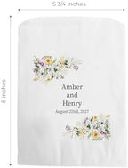 Canopy Street Personalized Dainty Wildflower Corners Names Treat Bags / 50 Custom Event Dessert Bags / 5 3/4" x 8" Floral Cookie Holder Wedding Anniversary Favor/Made In The USA - Image 5