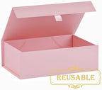 5 Pcs Pink Gift Box for Presents 10.8x7.5x3.5 Inches Magnetic Gift Boxes with Lid Luxury Gift Box for Rectangle Collapsible for Bridesmaid, Wedding, Birthday Gift Packging - Image 2