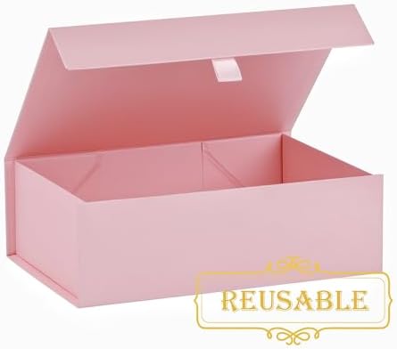 5 Pcs Pink Gift Box for Presents 10.8x7.5x3.5 Inches Magnetic Gift Boxes with Lid Luxury Gift Box for Rectangle Collapsible for Bridesmaid, Wedding, Birthday Gift Packging - Image 2