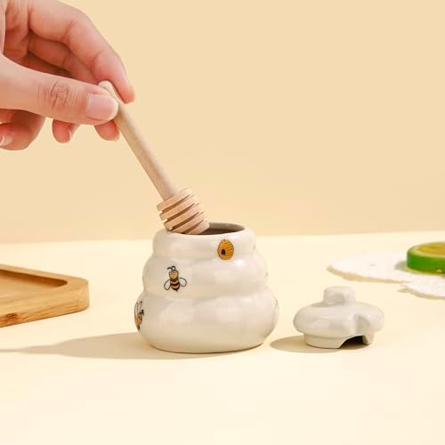 12 Sets Ceramic Bee-Happy Honey Pot with Dipper，Honey Jar Serving Set with Exquisiting Package for Wedding Favor,Bridal Shower Favor, Baby Shower Favor，Party Favor (12) - Image 4