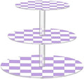 J JOYSAY Chess Checkerboard White Light Purple Pattern Acrylic Cupcake Stand 3 Tier Dessert Table Display Set Clear Cake Stands for Party Wedding Baby Shower Decorations Easy Assembly Pastry Tower by J+JOYSAY
