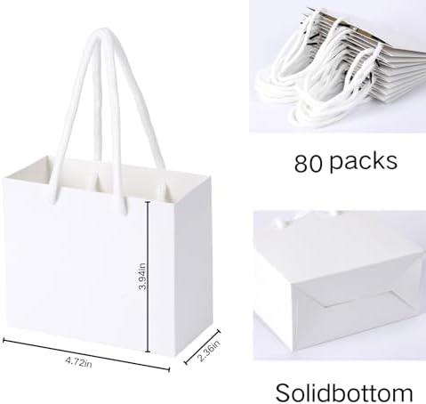 Meonua Mini Gift Bags w/Handles White 3.94x4.72x2.36 - Image 2