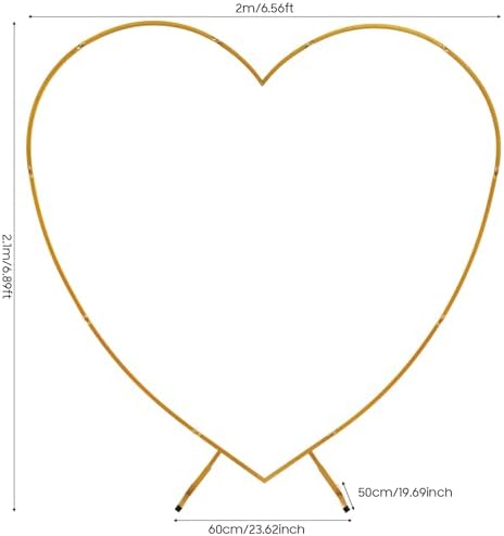 Heart Shape Wedding Arches for Ceremony, 6.9FT Gold Love Arch Backdrop Stand, Metal Heart-Shaped Balloon Arch Frame for Wedding Baby Shower Bridal Birthday Christmas Party Decorations - Image 3
