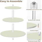 J JOYSAY Beige Pattern Acrylic Cupcake Stand 3 Tier Dessert Table Display Set Clear Cake Stands for Wedding Party Baby Shower Decorations Easy Assembly Donut Tower - Image 2
