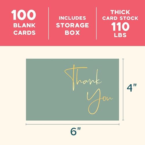 VNS Creations Thank You Cards With Envelopes - 100 Pack 4 x 6 - Green - Image 2