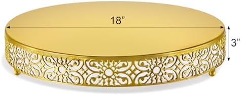 Wenqik 18 Inch Cake Stand, Metal Round Cake Stands Set with Modern Design White Dessert Display Cupcake Stands Plates Fruit Serving Tray for Wedding Birthday Baby Shower Party (Gold) - Image 3