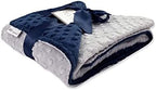 MEG Original Navy Blue & Silver Gray Minky Dot Baby Blanket 601 - Image 3