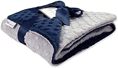 MEG Original Navy Blue & Silver Gray Minky Dot Baby Blanket 601 - Image 3