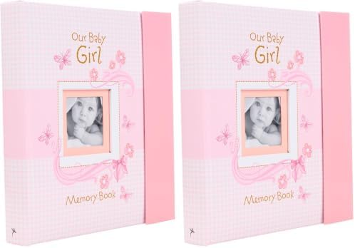 Christian Art Gifts Girl Baby Book of Memories Pink Keepsake Photo Album | Our Baby Girl Memory Book with Bible Verses, First Year (Pack of 2) by ChristianArtGifts