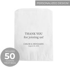 Personalized Text Treat Bags / 50 Fully Custom Event Thank You Dessert Bags / 5 3/4" x 8" Flat Classic Black And White Graduation Wedding Celebration Party Favor Candy Cookie Holder/Made In The USA - Image 2