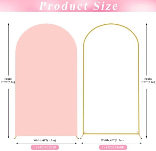 Wokceer 7.2FT Arch Backdrop Stand and Cover Set,Arch Stand with Blush Cove - Image 2